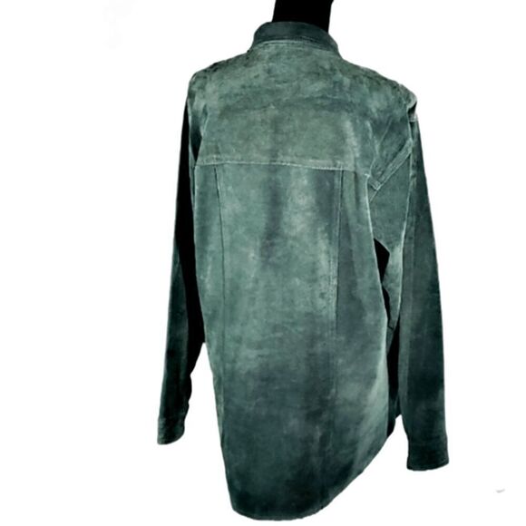 Wanted by Outlaws VTG Button Up Green Suede Shirt Jacket Women's M - Picture 3 of 8